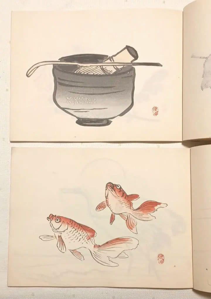 栖鳳習畫帖版画本全4冊の内第2、3、4巻3冊売り竹内栖鳳画昭和45年重版出版