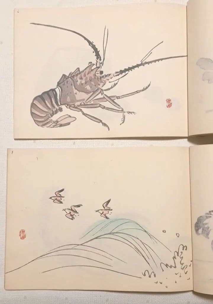 栖鳳習畫帖版画本全4冊の内第2、3、4巻3冊売り竹内栖鳳画昭和45年重版出版