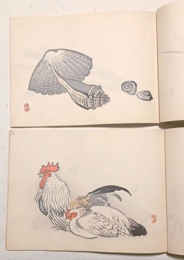 栖鳳習畫帖版画本全4冊の内第2、3、4巻3冊売り竹内栖鳳画昭和45年重版出版