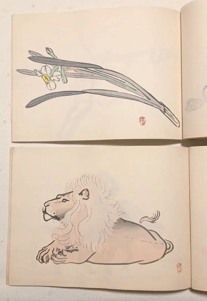 栖鳳習畫帖版画本全4冊の内第2、3、4巻3冊売り竹内栖鳳画昭和45年重版出版