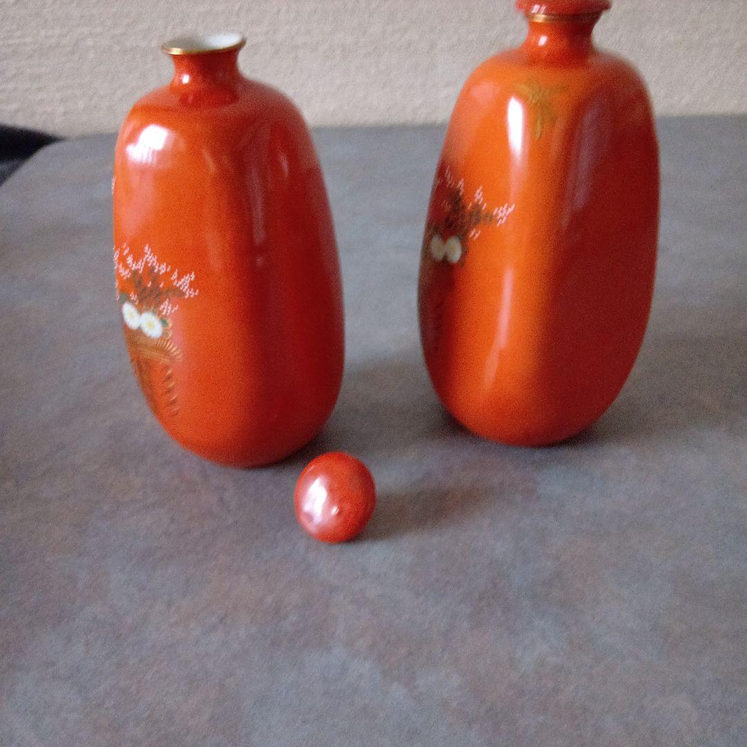 九谷焼　銚子　一対　蓋つき