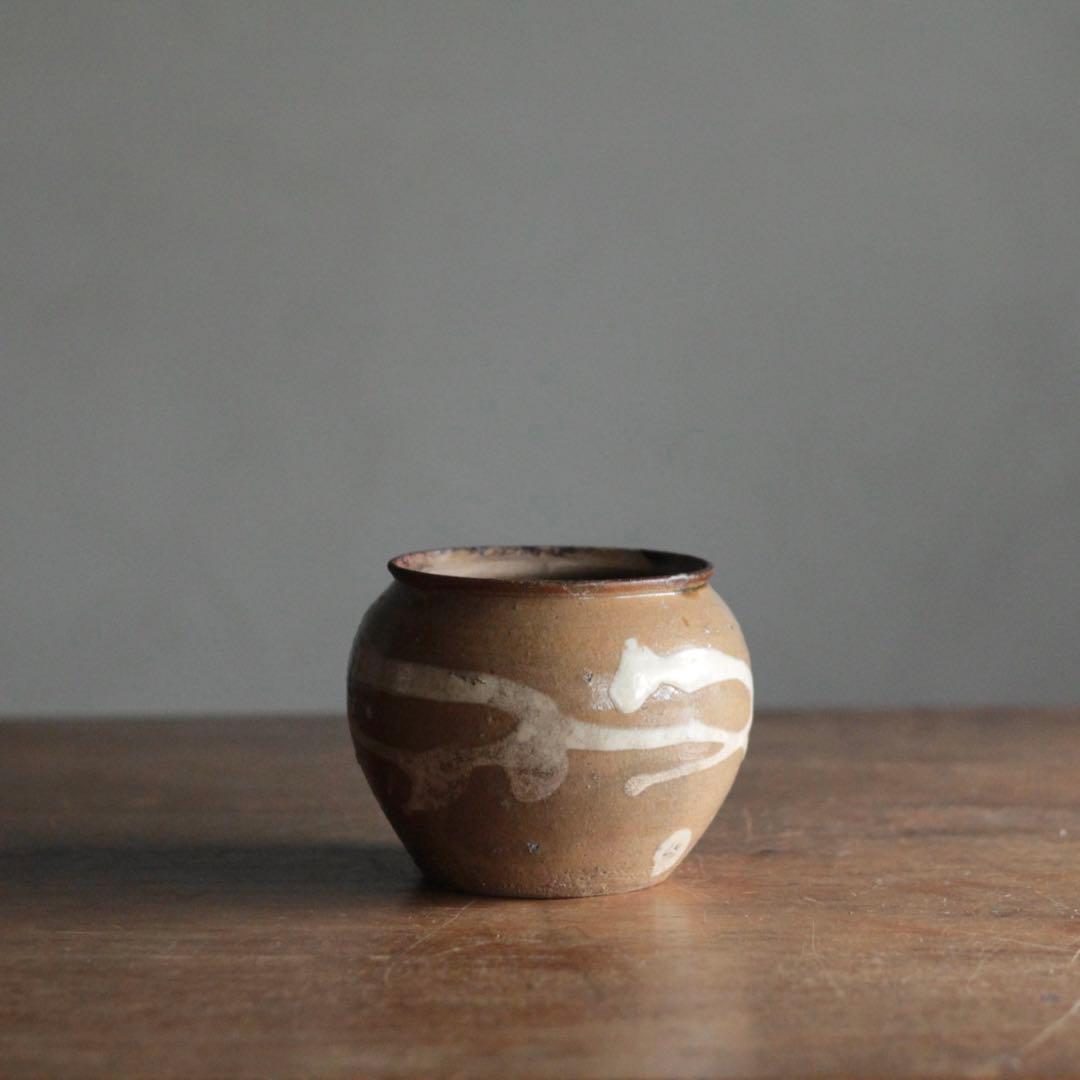 丹波 白化粧土流し 小壺 茶碗 古美術 古道具 アンティーク 古丹波