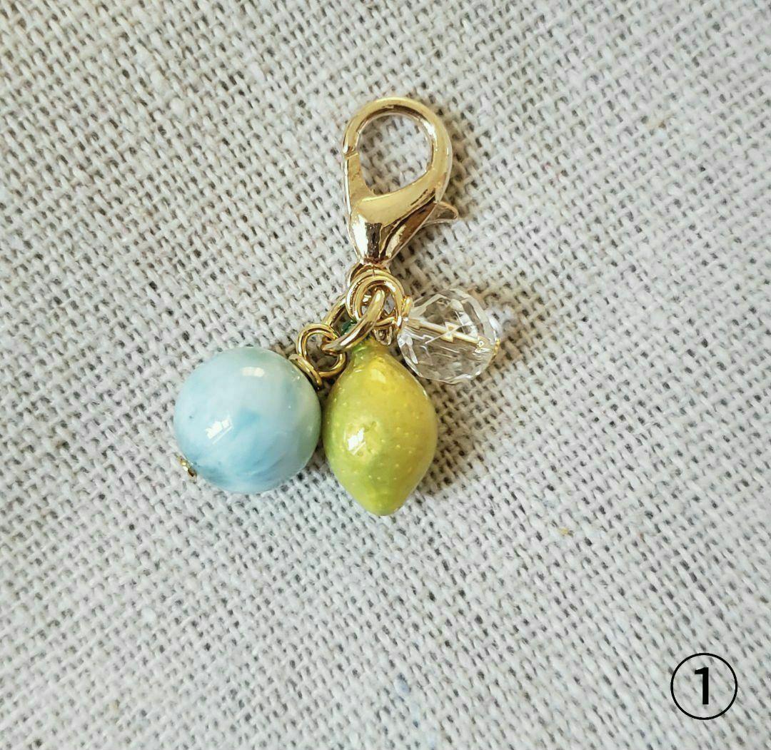 売却済み　498　ラリマー①　9mm　レモン　水晶　開運チャーム