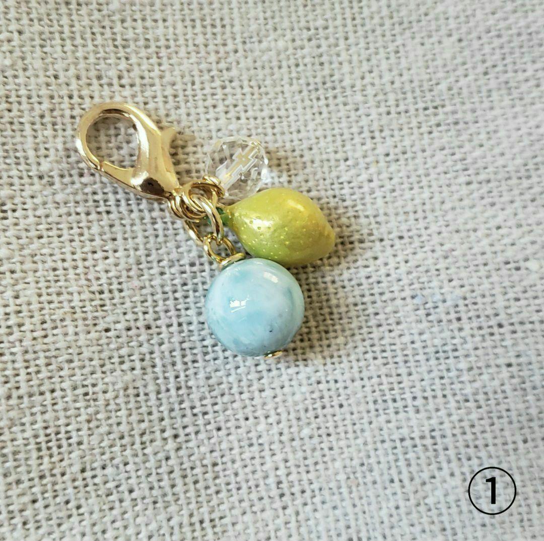 売却済み　498　ラリマー①　9mm　レモン　水晶　開運チャーム