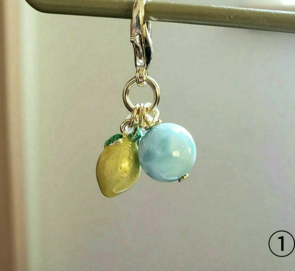 売却済み　498　ラリマー①　9mm　レモン　水晶　開運チャーム