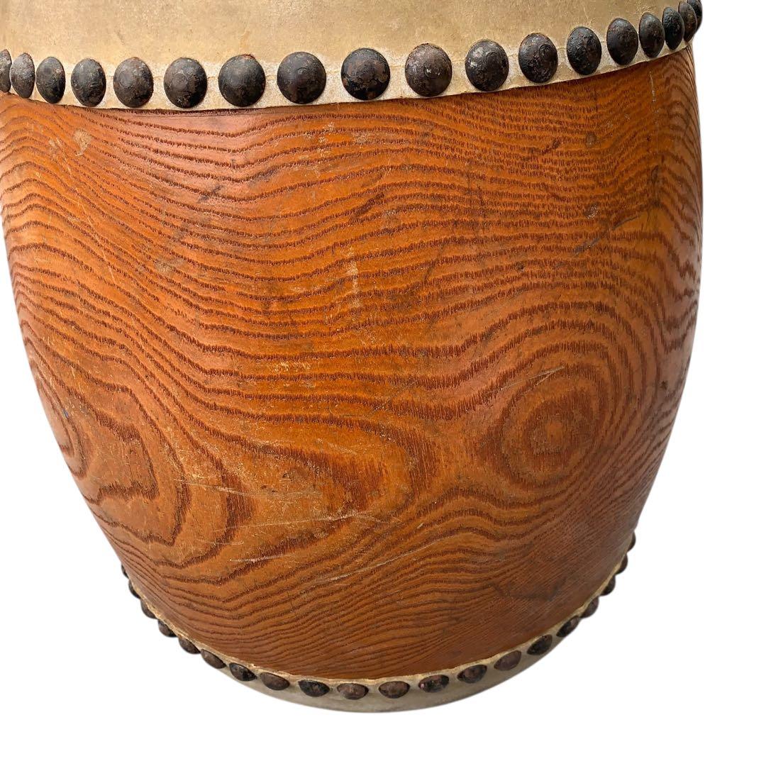 和太鼓 約8寸（口径25cm）胴長32cm 小型長胴太鼓 木目良好