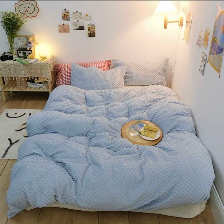 新品未使用　ベルベット　ベッドカバー　３点セット