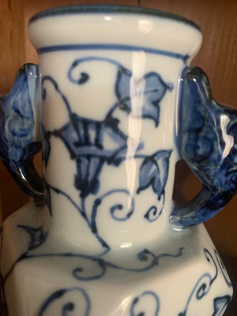 未使用　瀬戸焼　椿窯　花瓶　作品名「故宮の春」