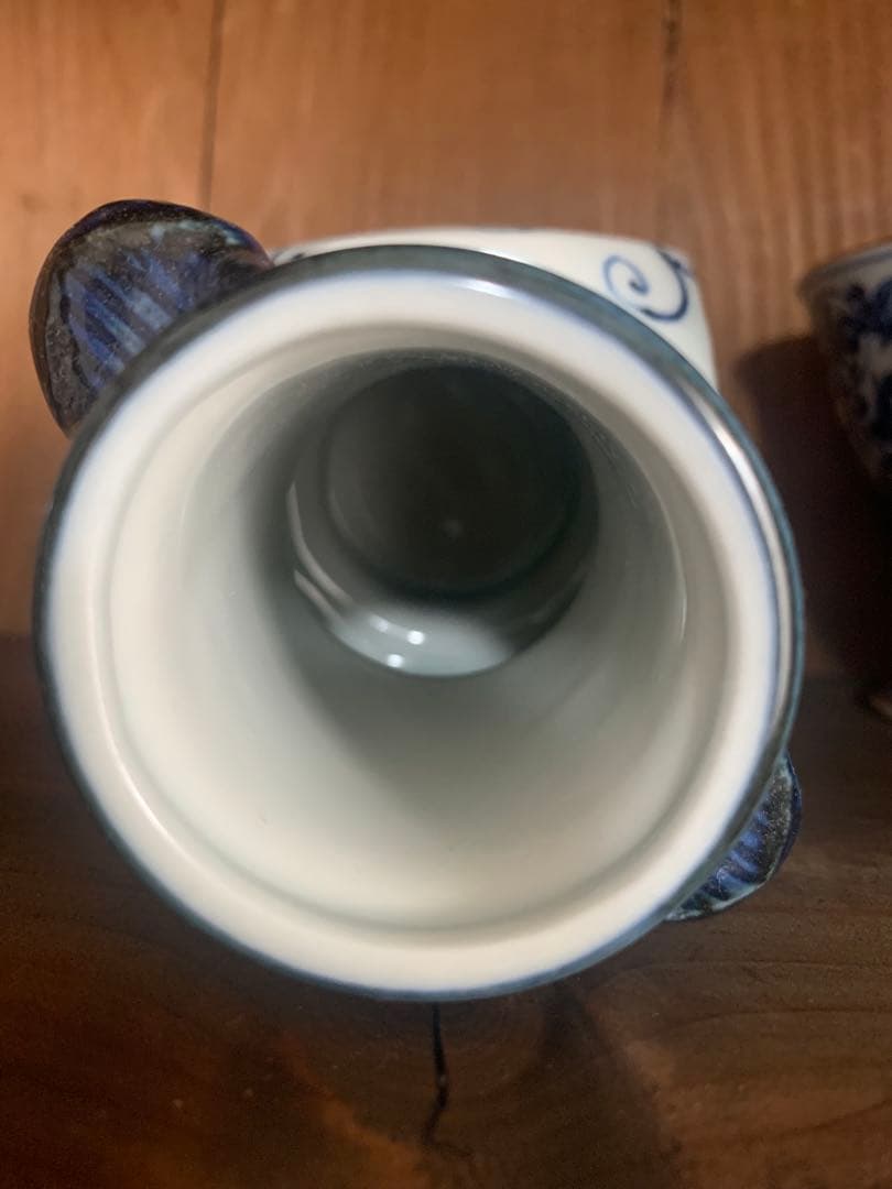 未使用　瀬戸焼　椿窯　花瓶　作品名「故宮の春」