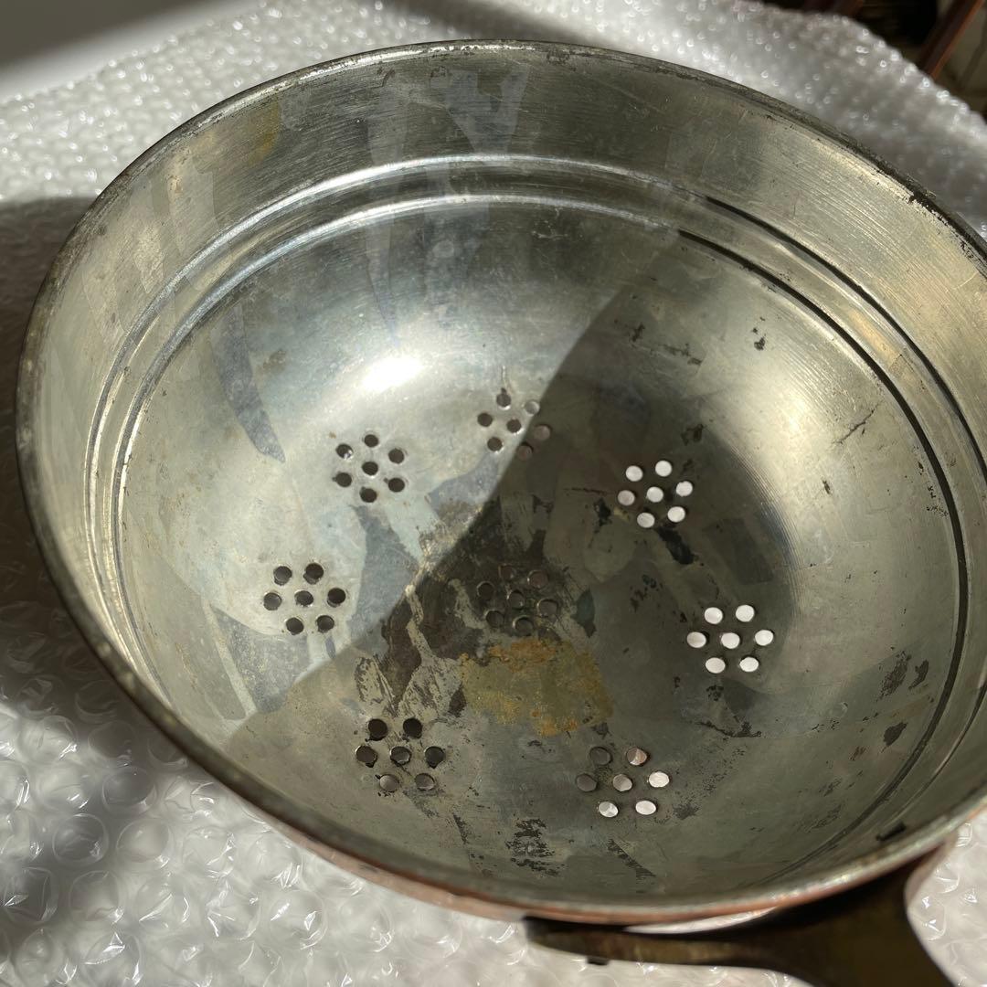 インド　製菓器具　銅製 ストレーナー　ディスプレイ什器　アンティーク什器