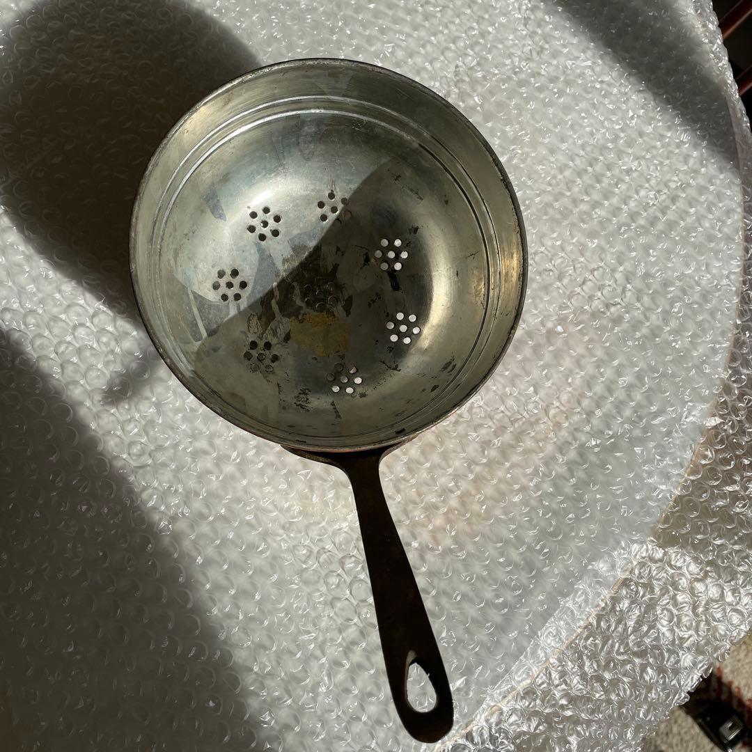 インド　製菓器具　銅製 ストレーナー　ディスプレイ什器　アンティーク什器