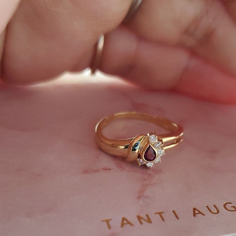 天然ルビー天然ダイヤモンド K18デザイナーリング