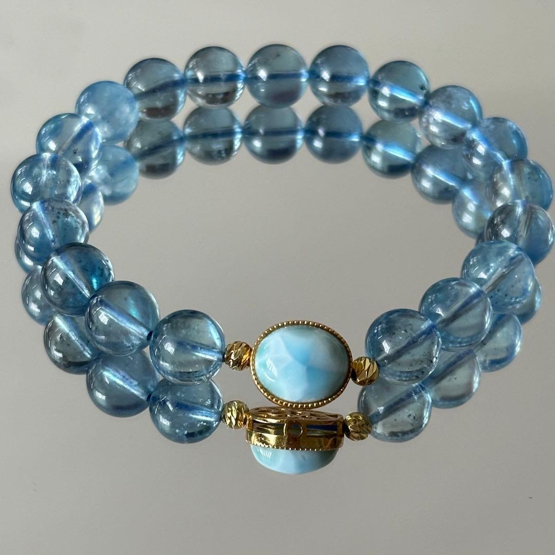 【高品質】アクアマリン ラリマー オリジナルブレスレット 世界三代ヒーリング