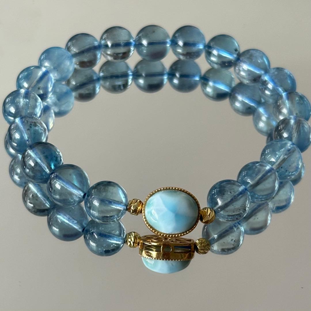 【高品質】アクアマリン ラリマー オリジナルブレスレット 世界三代ヒーリング