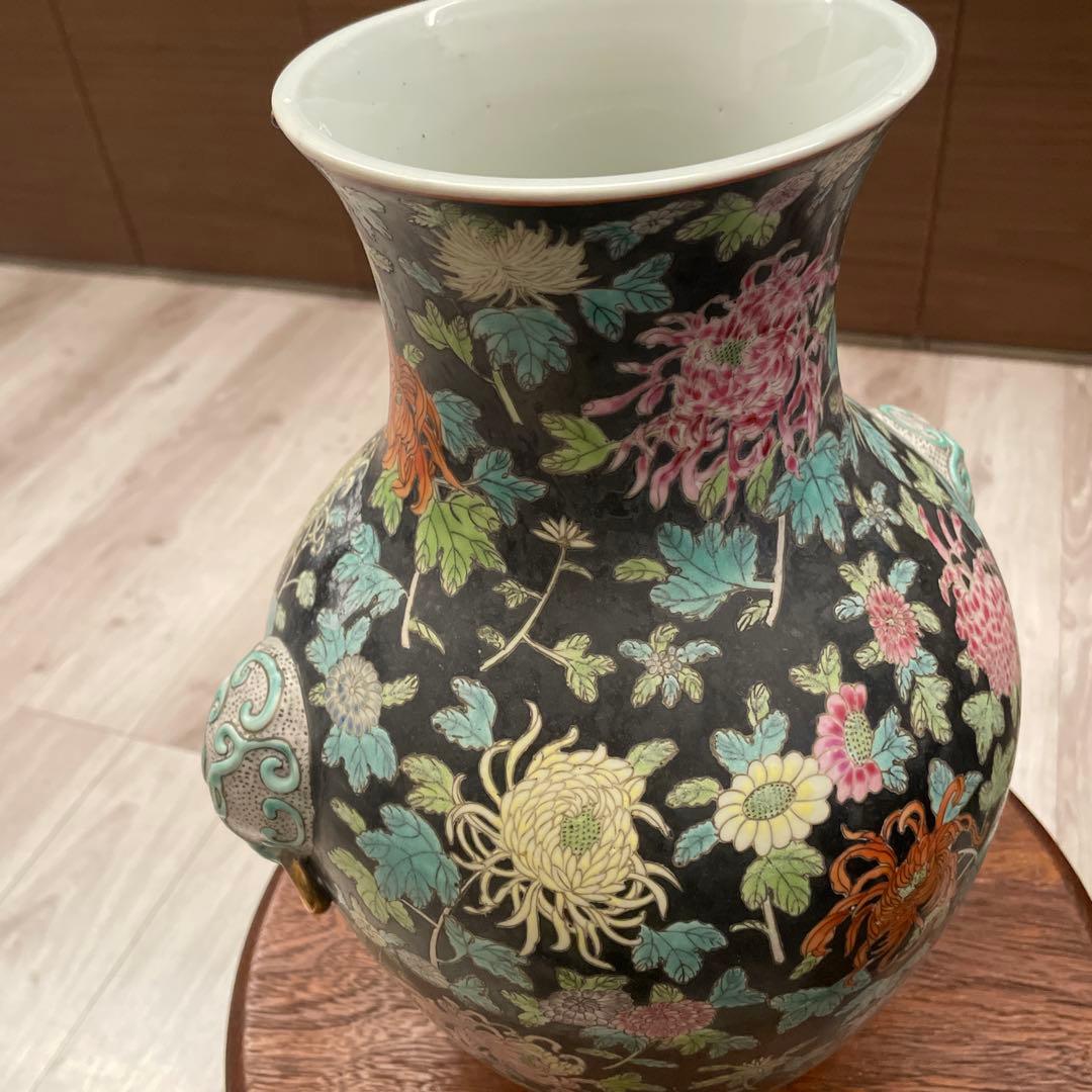 花柄 陶器 花瓶 高さ約30cm