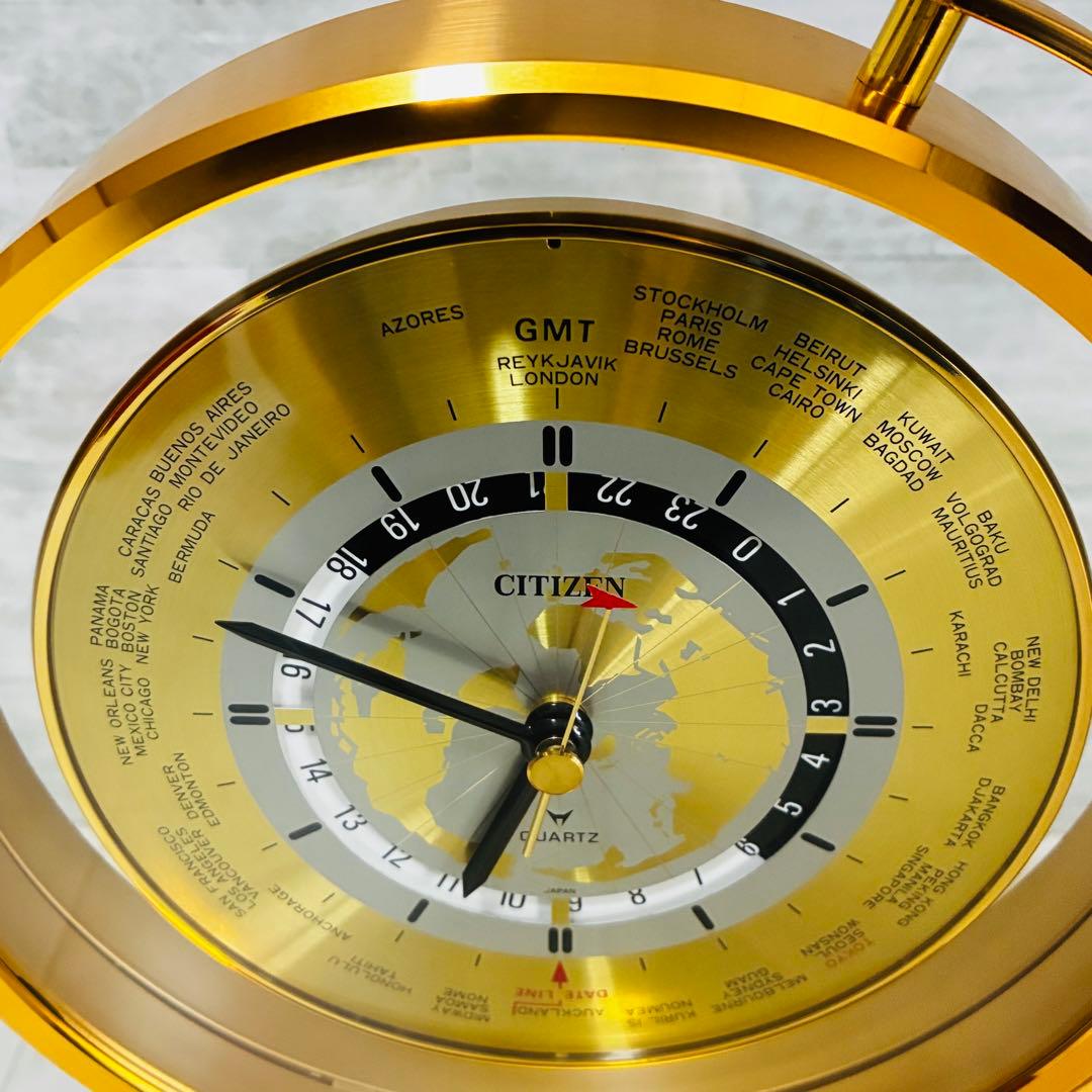 【希少・美品】CITIZEN シチズン ワールドタイム レトロ クォーツ 置時計