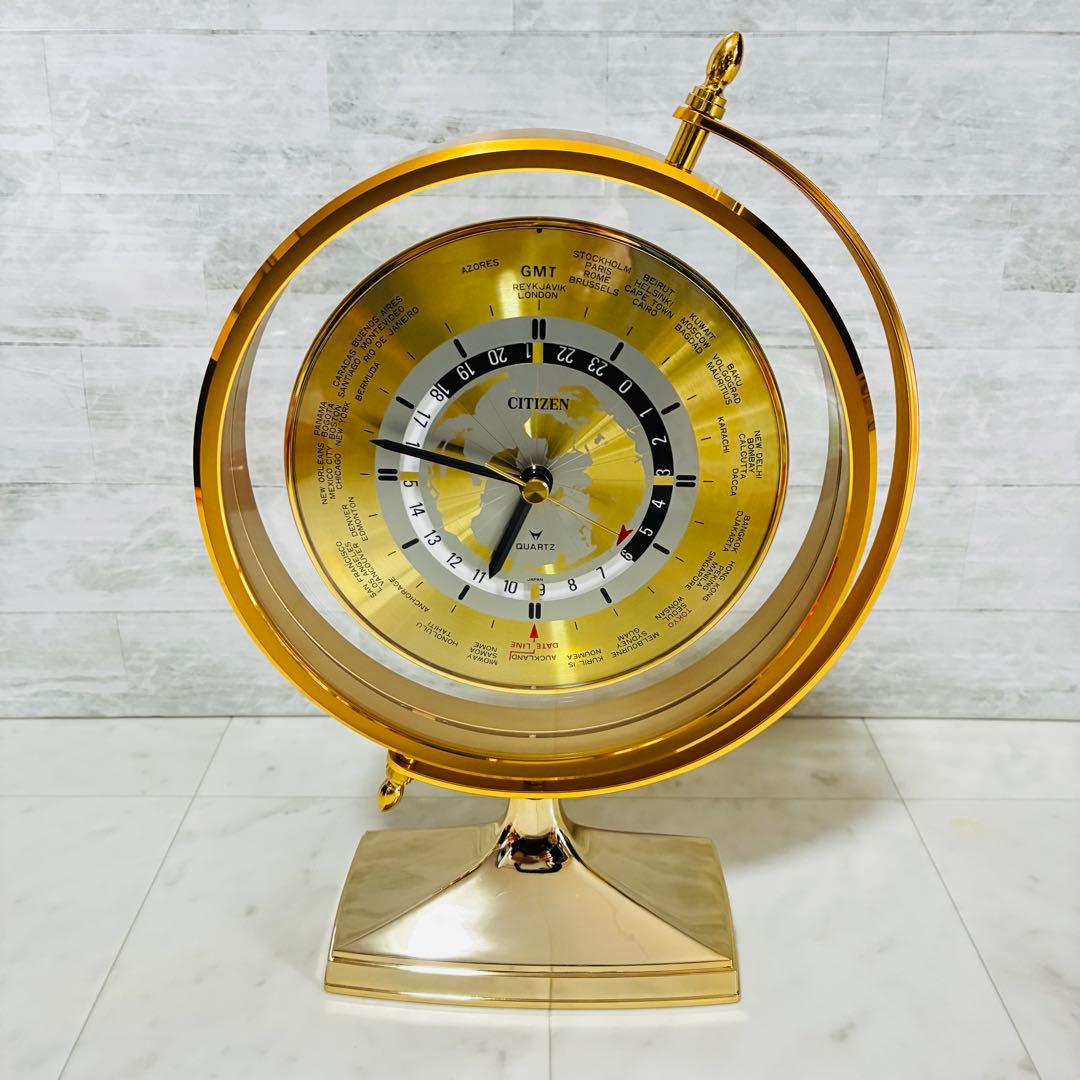 【希少・美品】CITIZEN シチズン ワールドタイム レトロ クォーツ 置時計