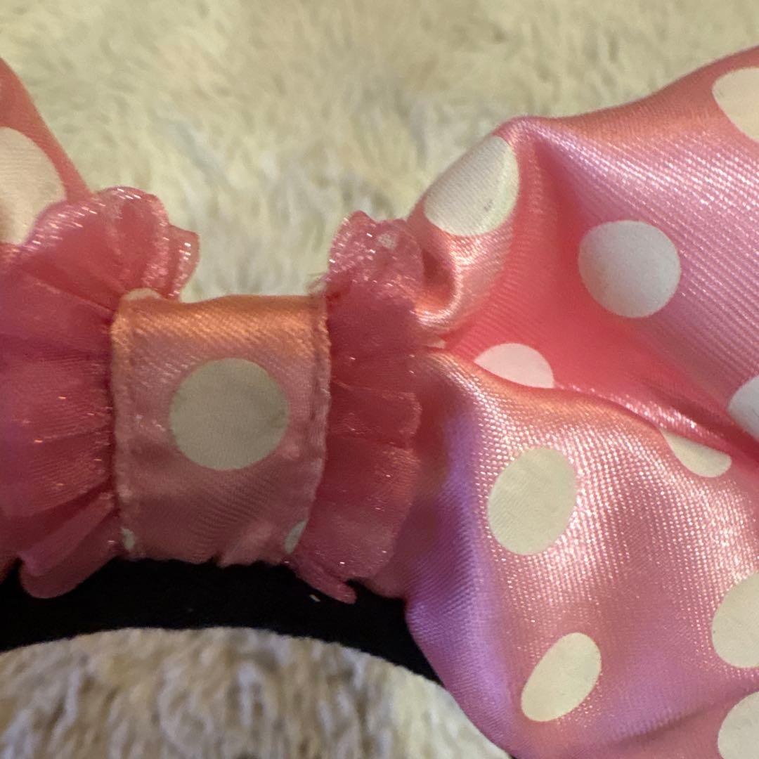 ディズニー ミニー 水玉 ピンク イヤリング レース