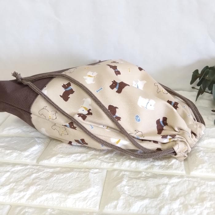 《 送料無料 》 通園 通学 3点セット 小さな わんこ ベージュ　＃n1347