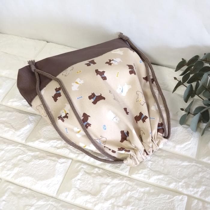 《 送料無料 》 通園 通学 3点セット 小さな わんこ ベージュ　＃n1347