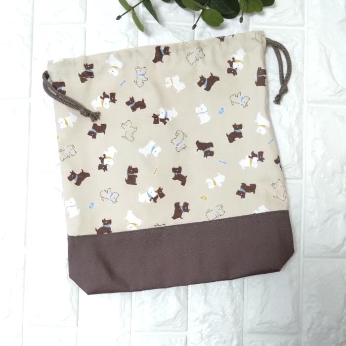 《 送料無料 》 通園 通学 3点セット 小さな わんこ ベージュ　＃n1347