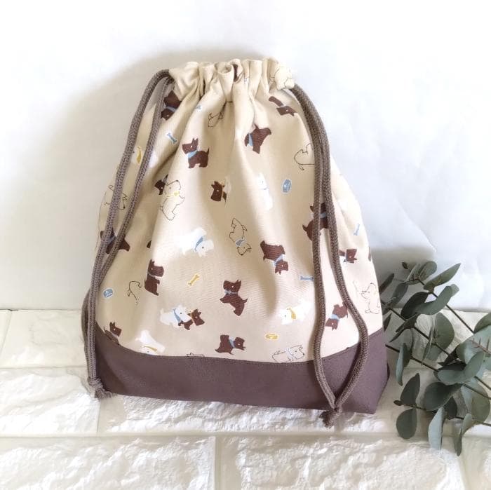 《 送料無料 》 通園 通学 3点セット 小さな わんこ ベージュ　＃n1347