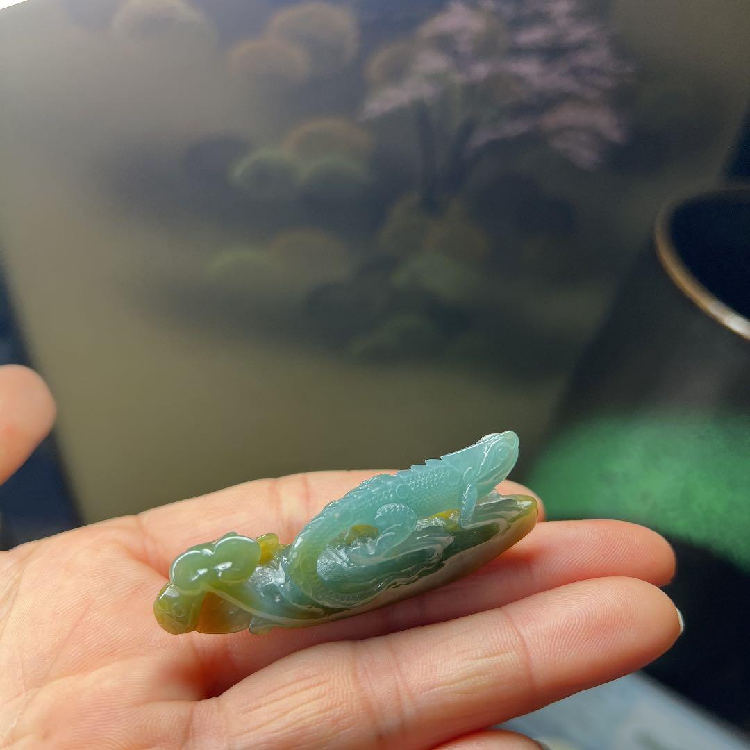 本翡翠　氷藍水2色、トカゲ、レア蜥蜴