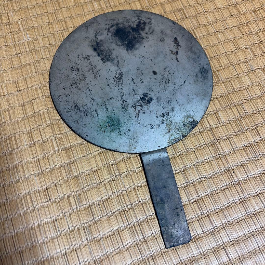 民具　銅鏡　和鏡　古鏡　手鏡 西村因藩守　松鶴亀文　江戸時代　骨董 藤原周重