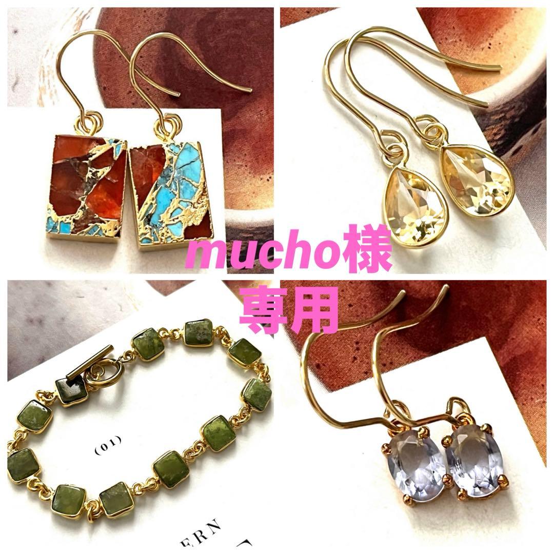 mucho1点作品☆ 枠コッパーターコイズ×カーネリアンピアス