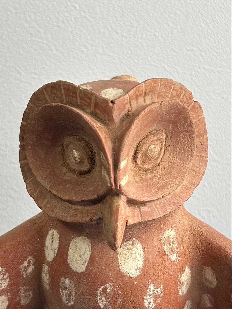 フクロウ型土器 ペルー モチェ文化 アンデス文明古典期 19cm 合わせ桐箱有り