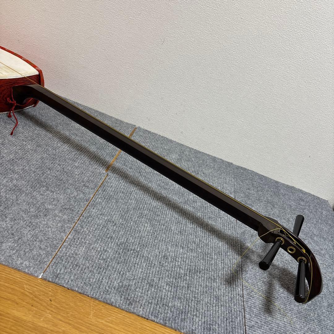 三味線 中棹　人工皮 胴掛け付 皮剥がれ有 和楽器