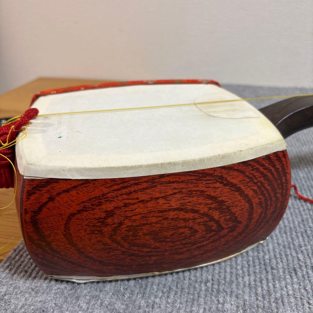 三味線 中棹　人工皮 胴掛け付 皮剥がれ有 和楽器