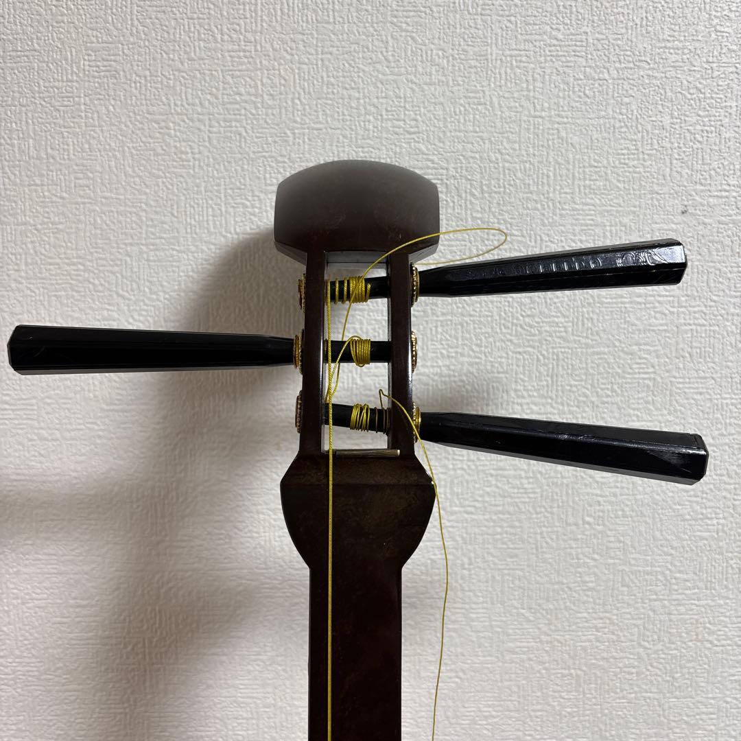 三味線 中棹　人工皮 胴掛け付 皮剥がれ有 和楽器