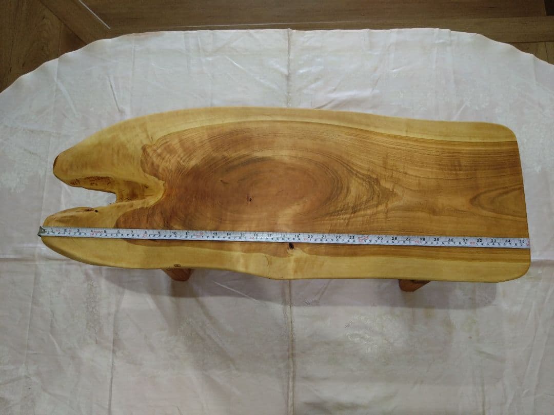 桜の木のベンチ92　ローテーブルにもいかがですか　桜の杢目が大変綺麗な耳付板