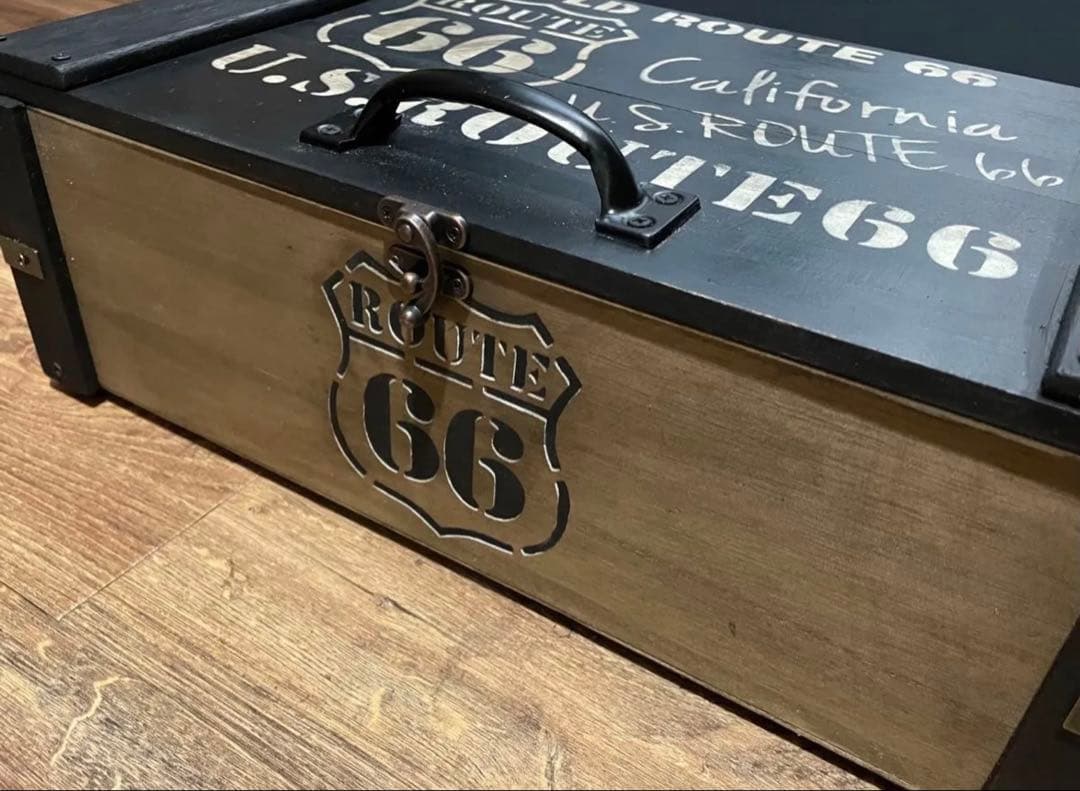 オーダー制作　男前インテリア　ルート66 ROUTE66 収納ボックス　木工雑貨