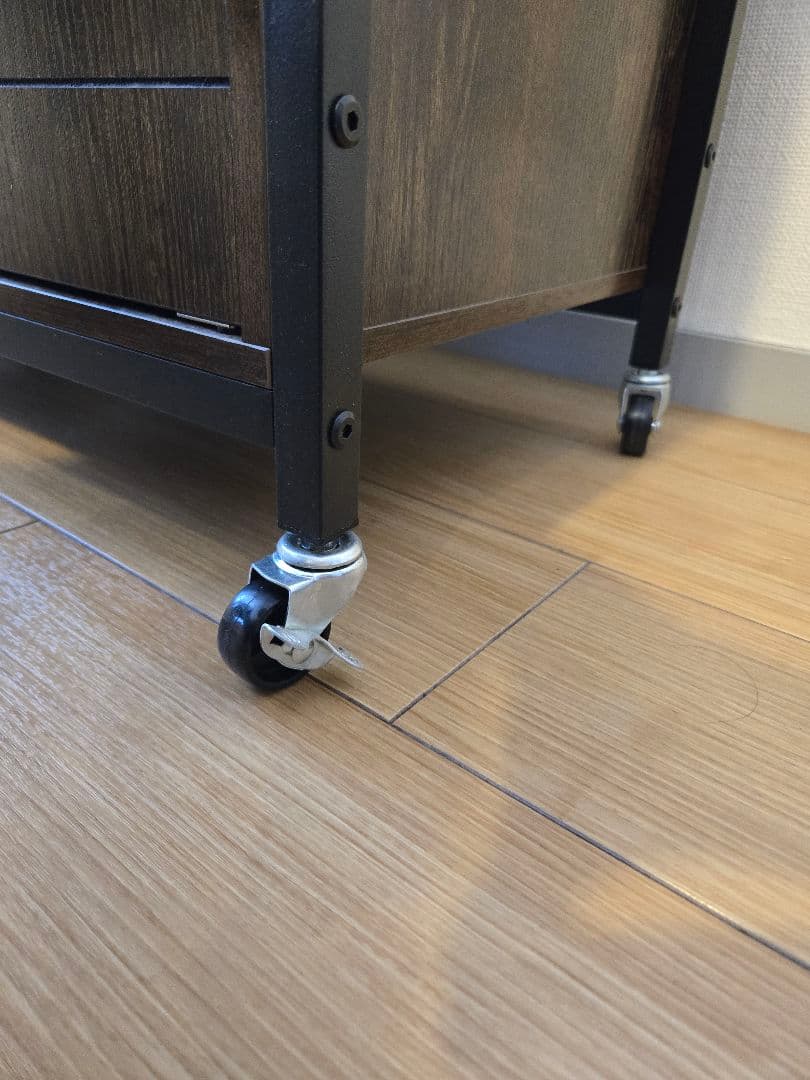 キッチンラック　キッチンカウンター　キャスター付き　ブラウン