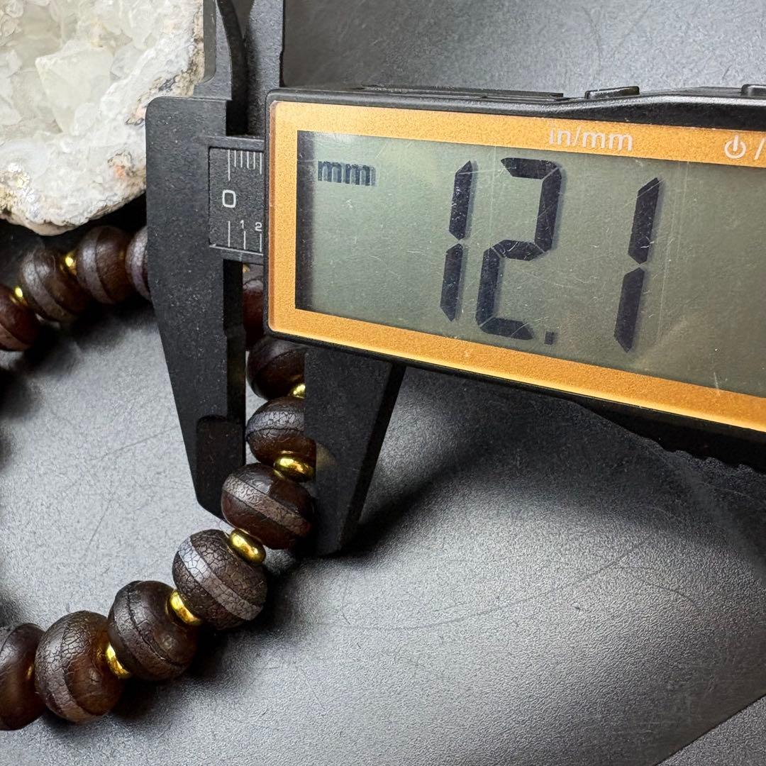 風化瑪瑙 一線藥師珠 線天珠 17CMブレスレット