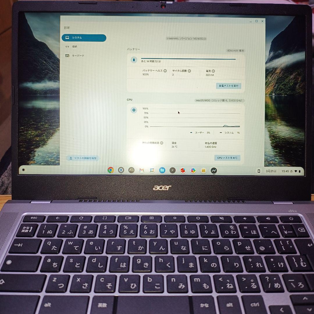 Chromebook本体 acer CB314-4H-F14P n100