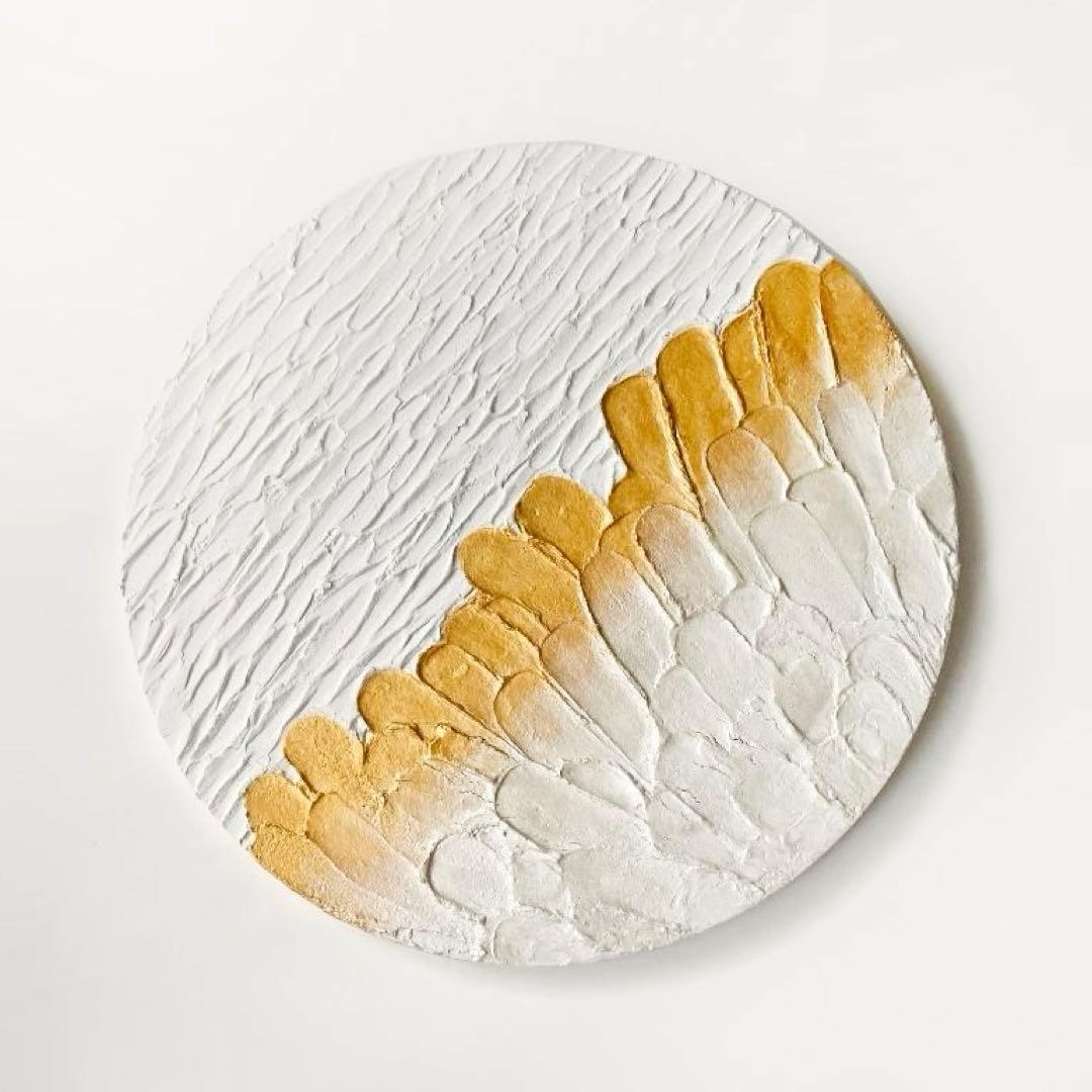 白と金 現代アート｜30cm｜絵画　抽象画　テクスチャーアート　壁掛け　パネル