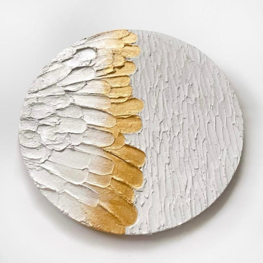 白と金 現代アート｜30cm｜絵画　抽象画　テクスチャーアート　壁掛け　パネル