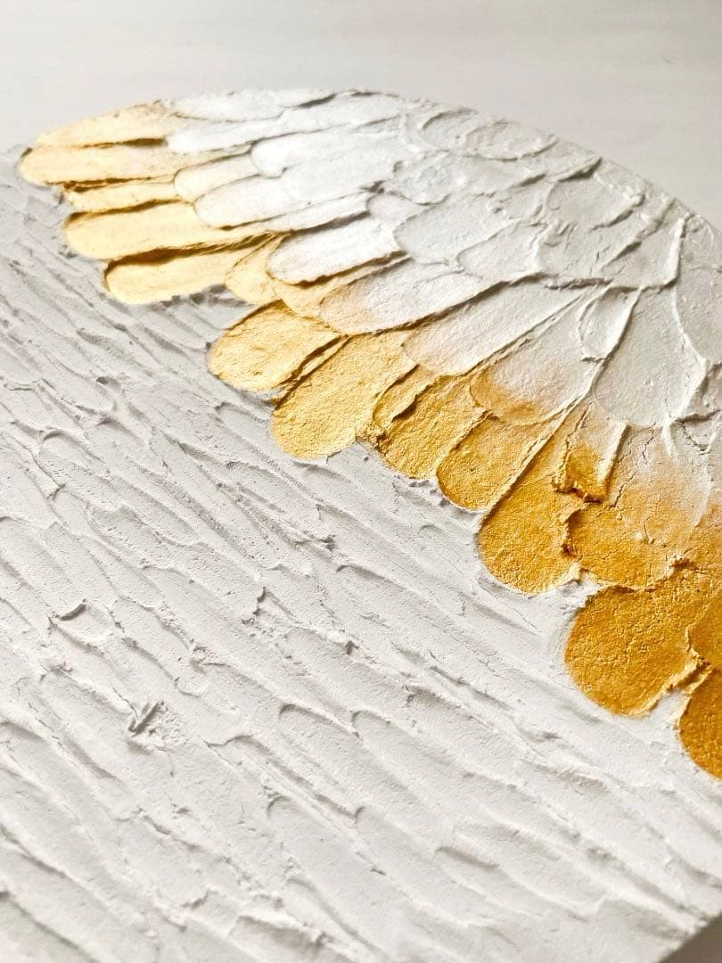 白と金 現代アート｜30cm｜絵画　抽象画　テクスチャーアート　壁掛け　パネル