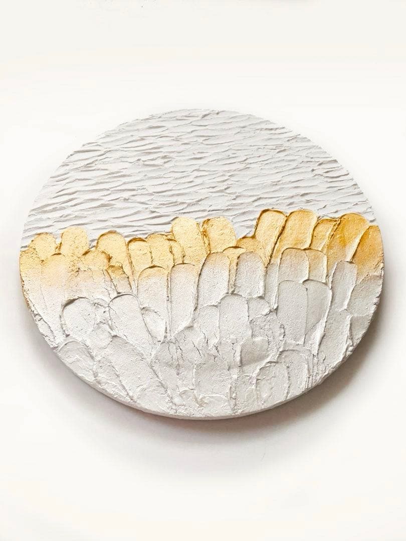 白と金 現代アート｜30cm｜絵画　抽象画　テクスチャーアート　壁掛け　パネル