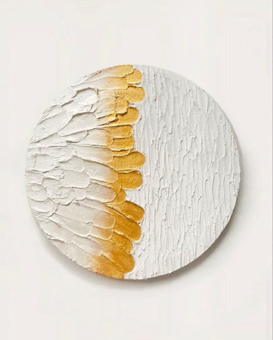 白と金 現代アート｜30cm｜絵画　抽象画　テクスチャーアート　壁掛け　パネル