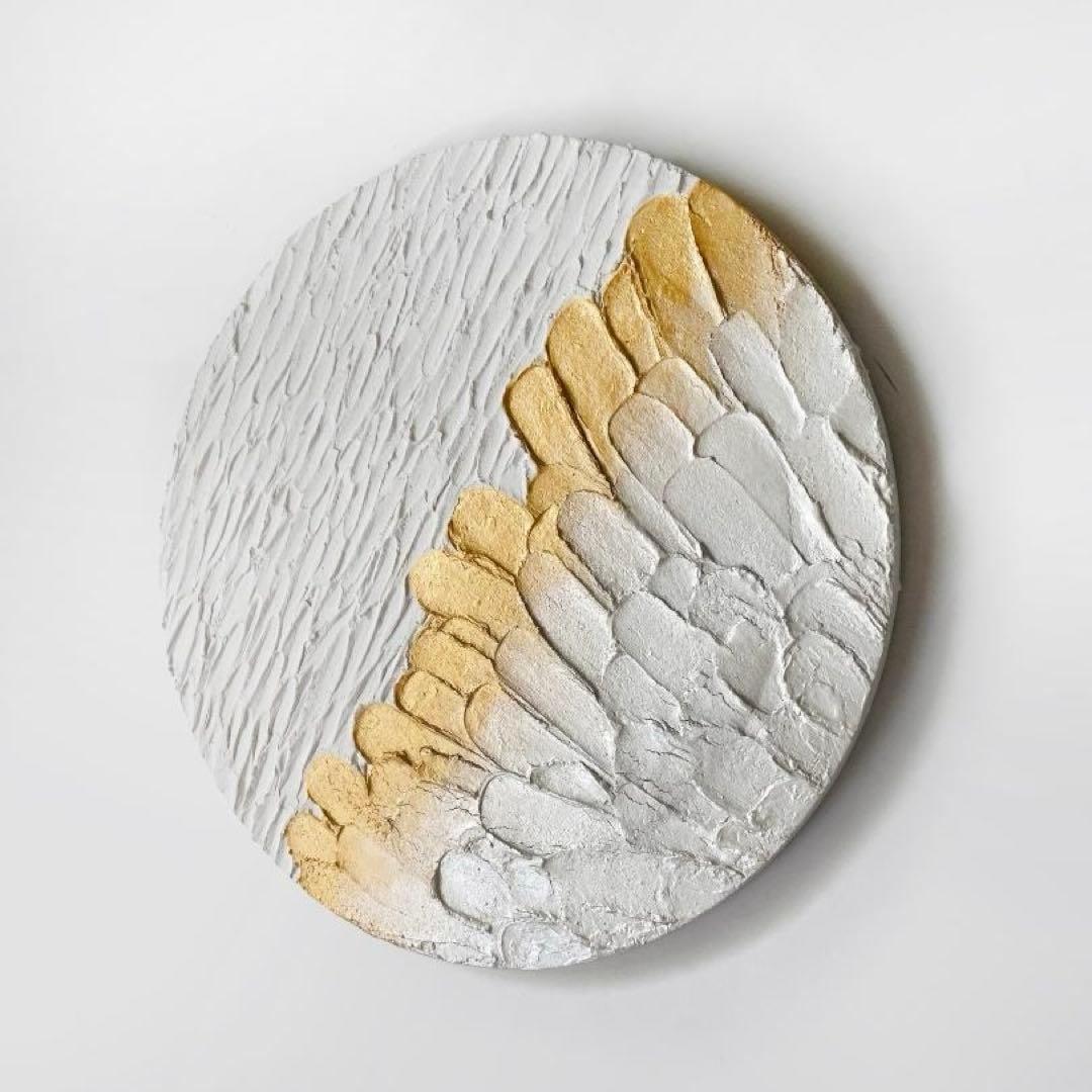 白と金 現代アート｜30cm｜絵画　抽象画　テクスチャーアート　壁掛け　パネル