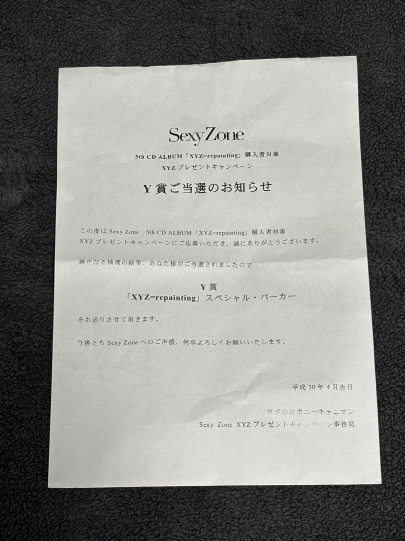 【非売品】Sexy Zone 「XYZ=repainting」　セクゾ　パーカー