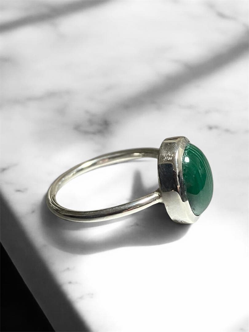 マラカイトリング/size 10/天然石×SV950