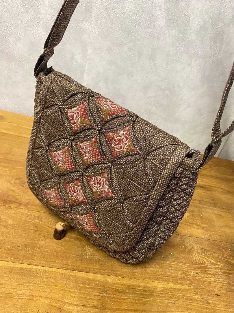 大島紬　ハンドメイド　ショルダーバック　美品
