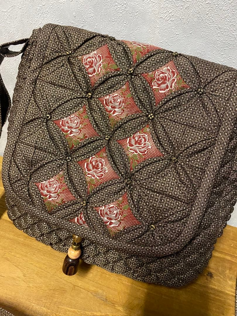大島紬　ハンドメイド　ショルダーバック　美品