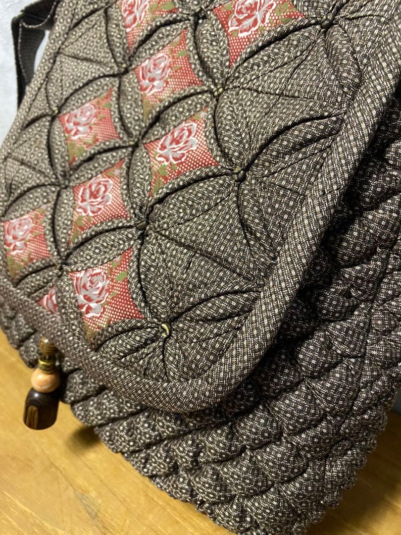 大島紬　ハンドメイド　ショルダーバック　美品