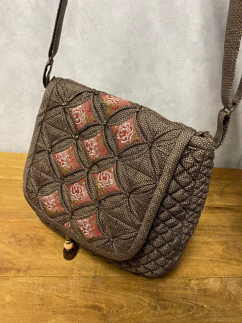 大島紬　ハンドメイド　ショルダーバック　美品